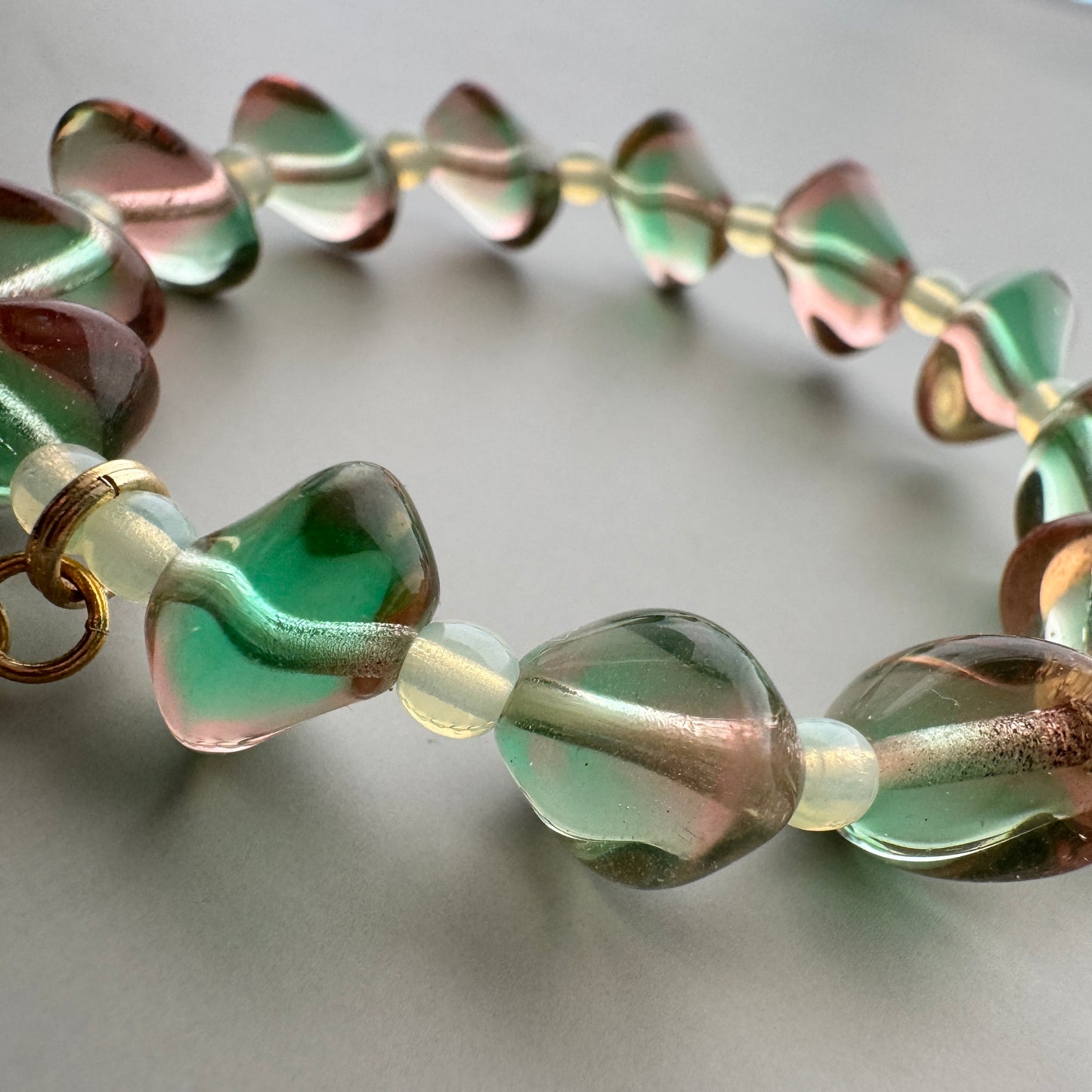 Czech Vaseline Glass Bracelet