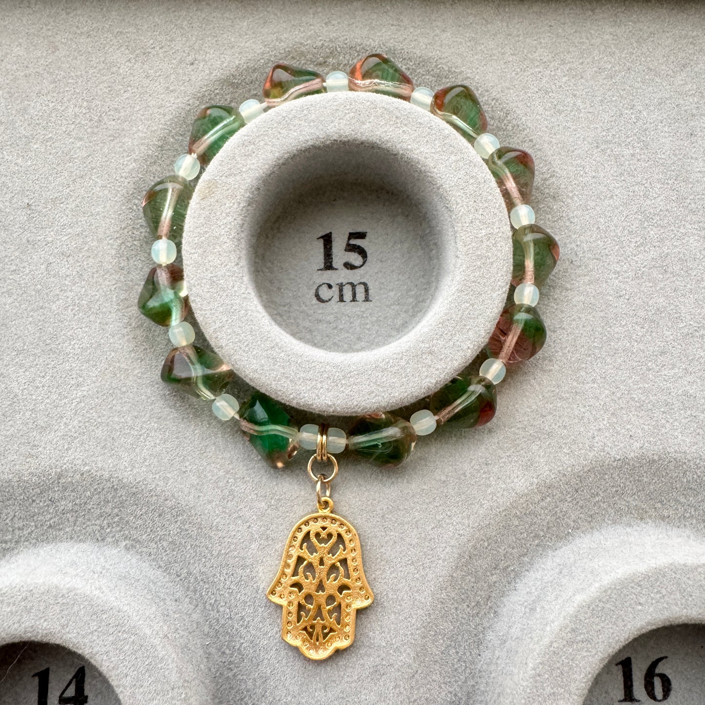 Czech Vaseline Glass Bracelet