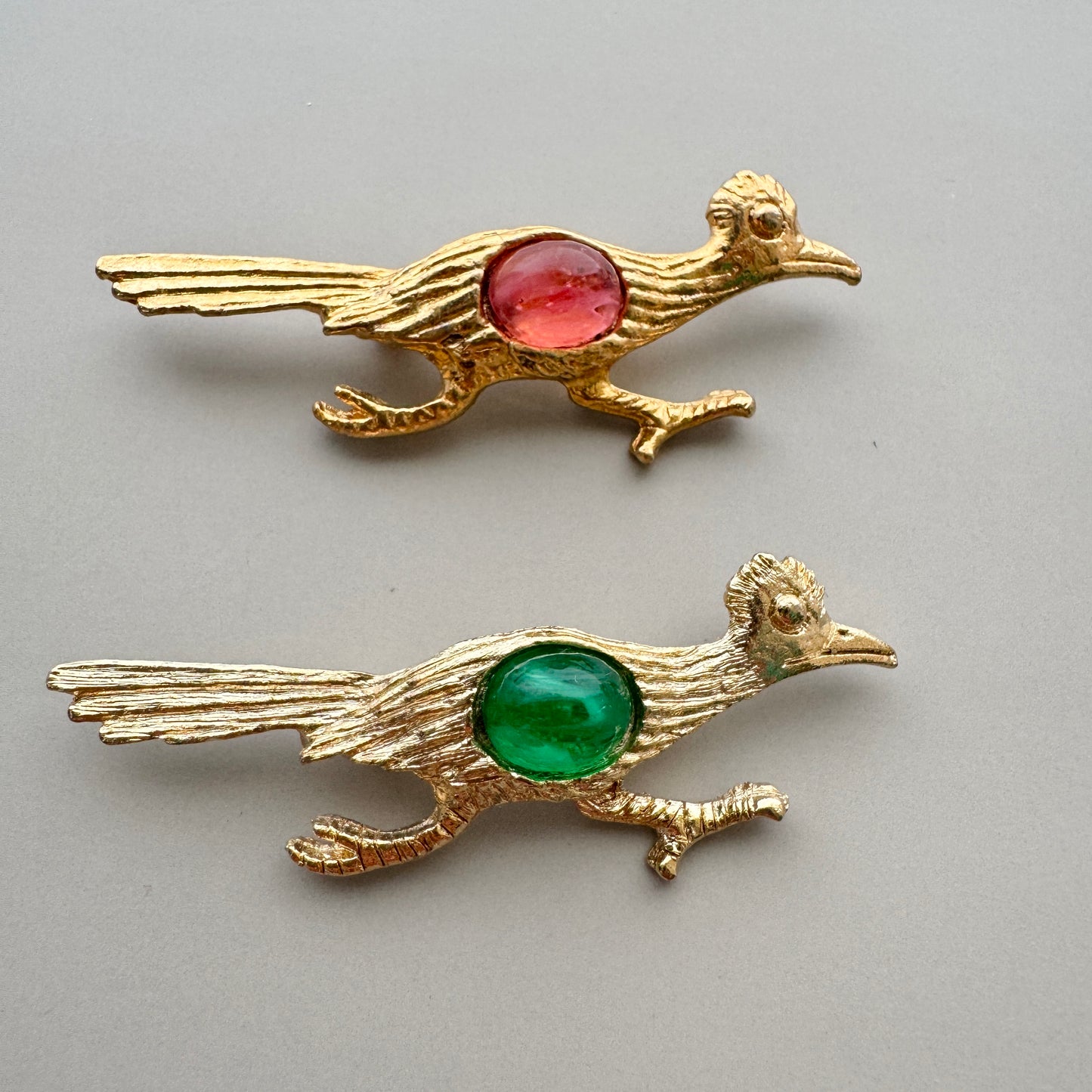 Vintage Brooch Roadrunner【Pink/Green】