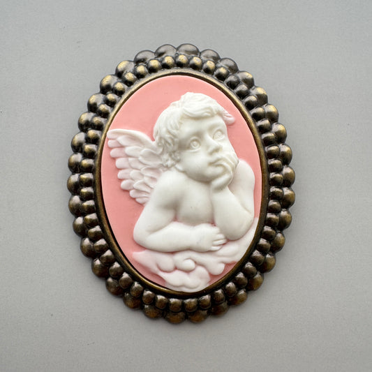 Vintage Style Angel Cameo Brooch
