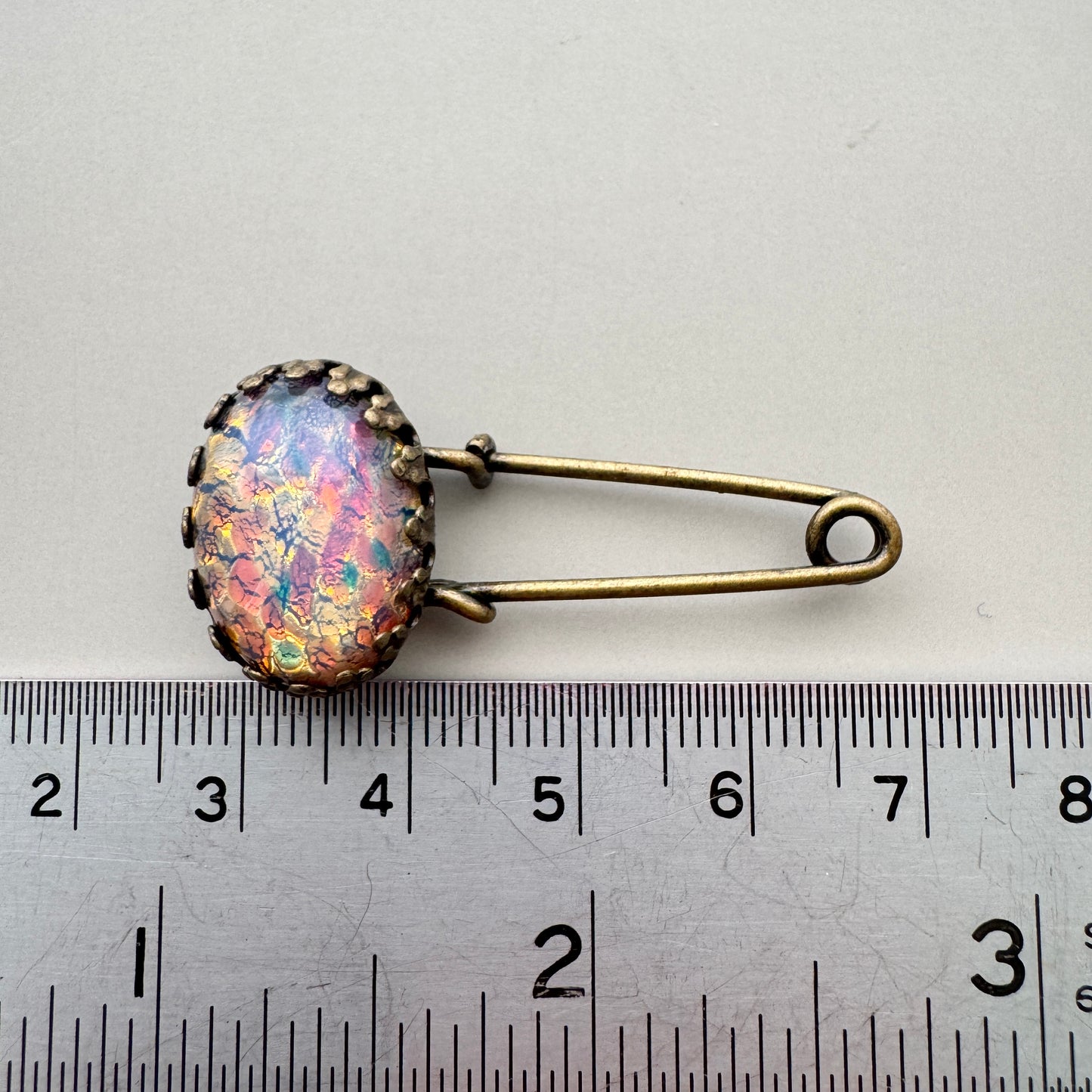 Vintage Fire Opal Cabochon Mini Kilt Pin Brooch