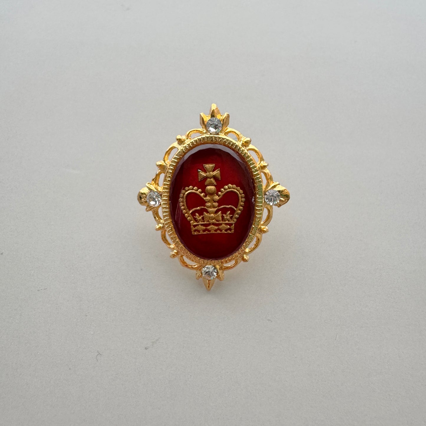Vintage Crown Cabochon Stick Pin Brooch