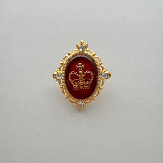Vintage Crown Cabochon Stick Pin Brooch