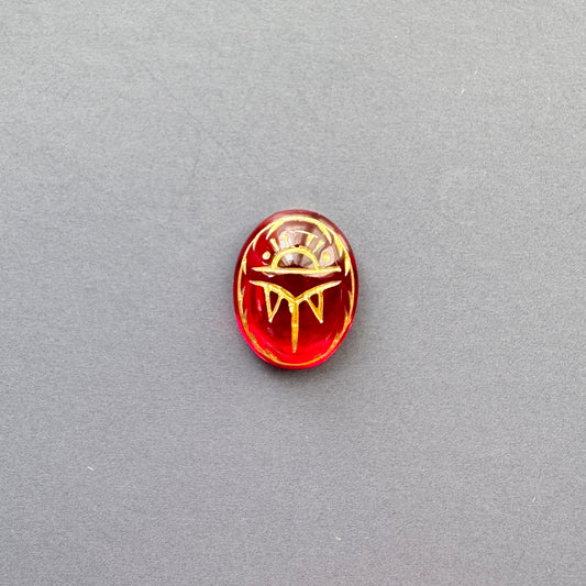 W.Germany Vintage Cabochon Scarab Ruby 10x8mm