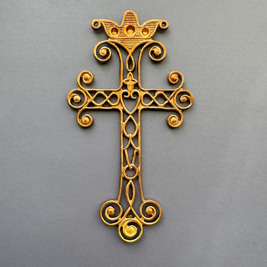 Vintage Large Filigree Cross 80×49mm