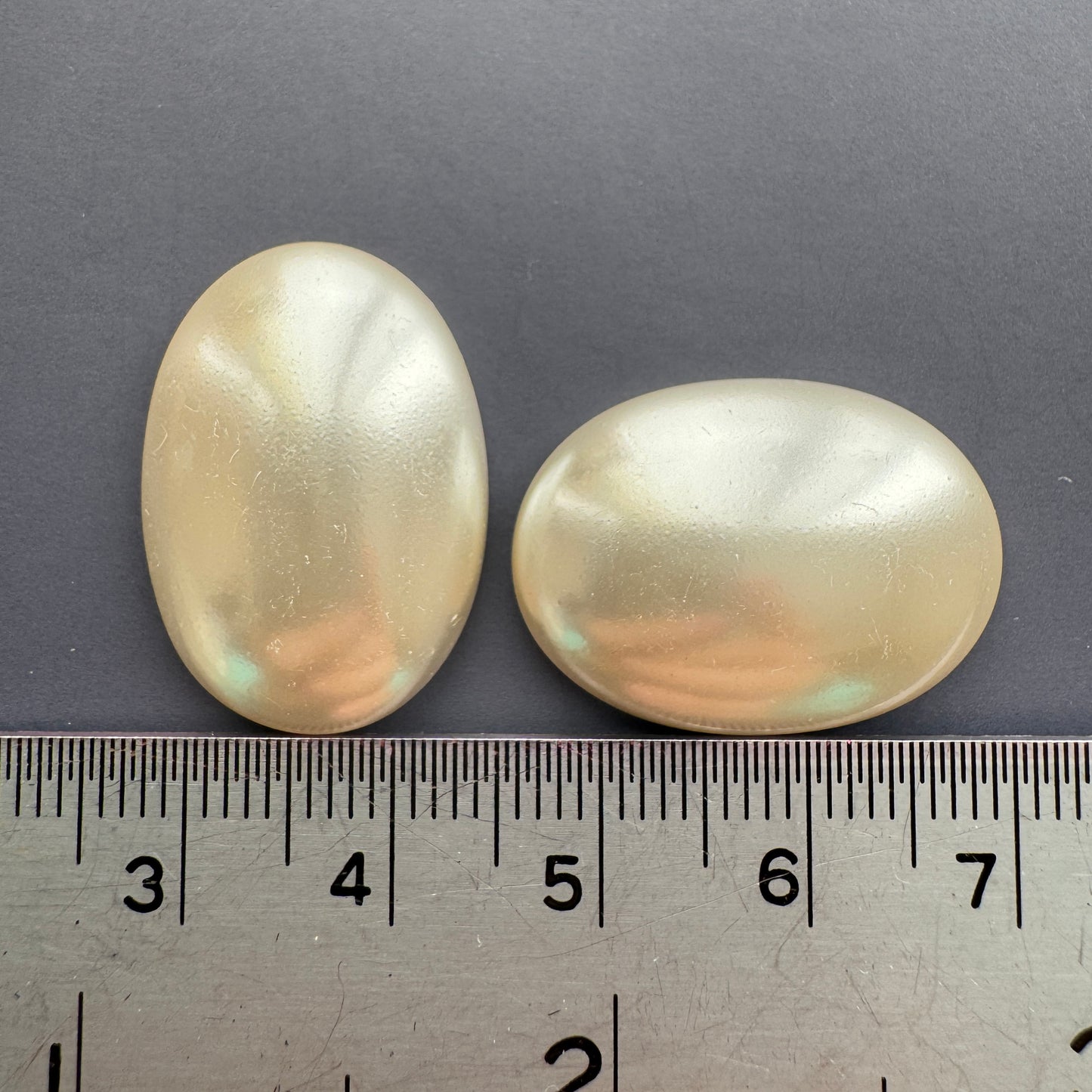 Czech Glass Pearl Cabochon Oval White 25×18mm