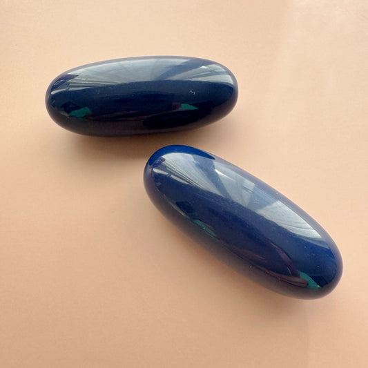 Vintage Lucite Beads Deep Blue Oval 39×16mm【2pcs】