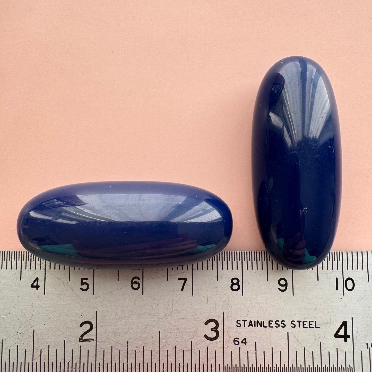Vintage Lucite Beads Deep Blue Oval 39×16mm【2pcs】