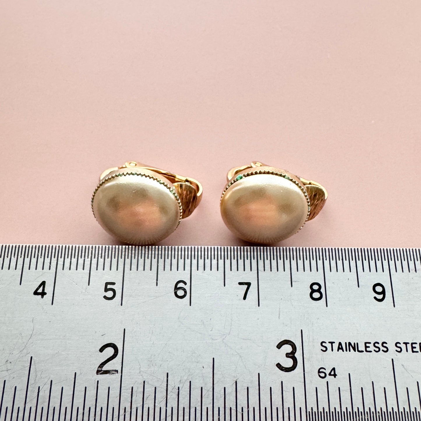Vintage Czech Glass Pearl Cabochon Earrings