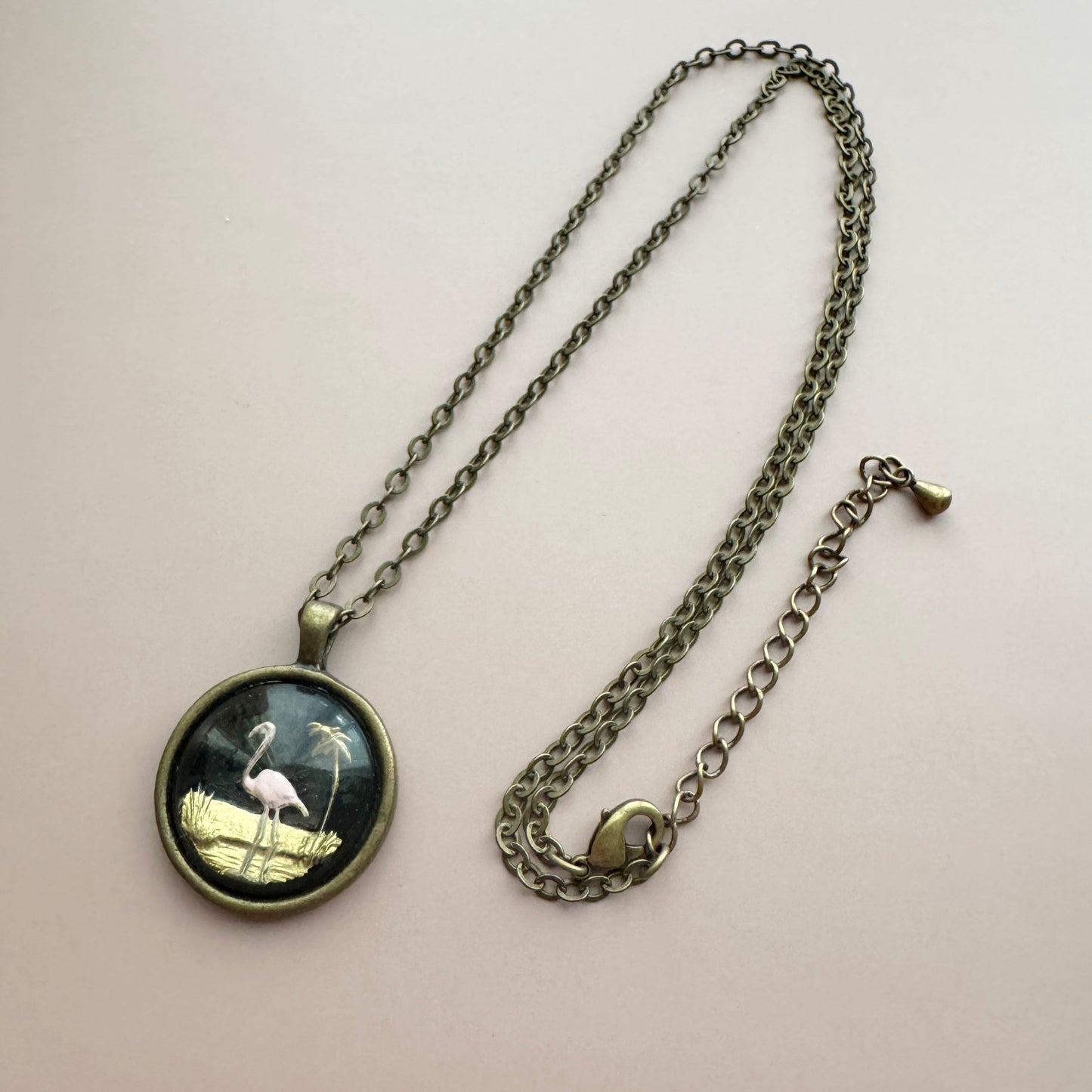 Vintage Flamingo Intaglio Necklace