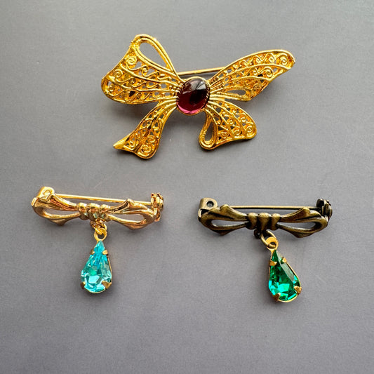 Vintage Ribbon Brooch【3個セット】