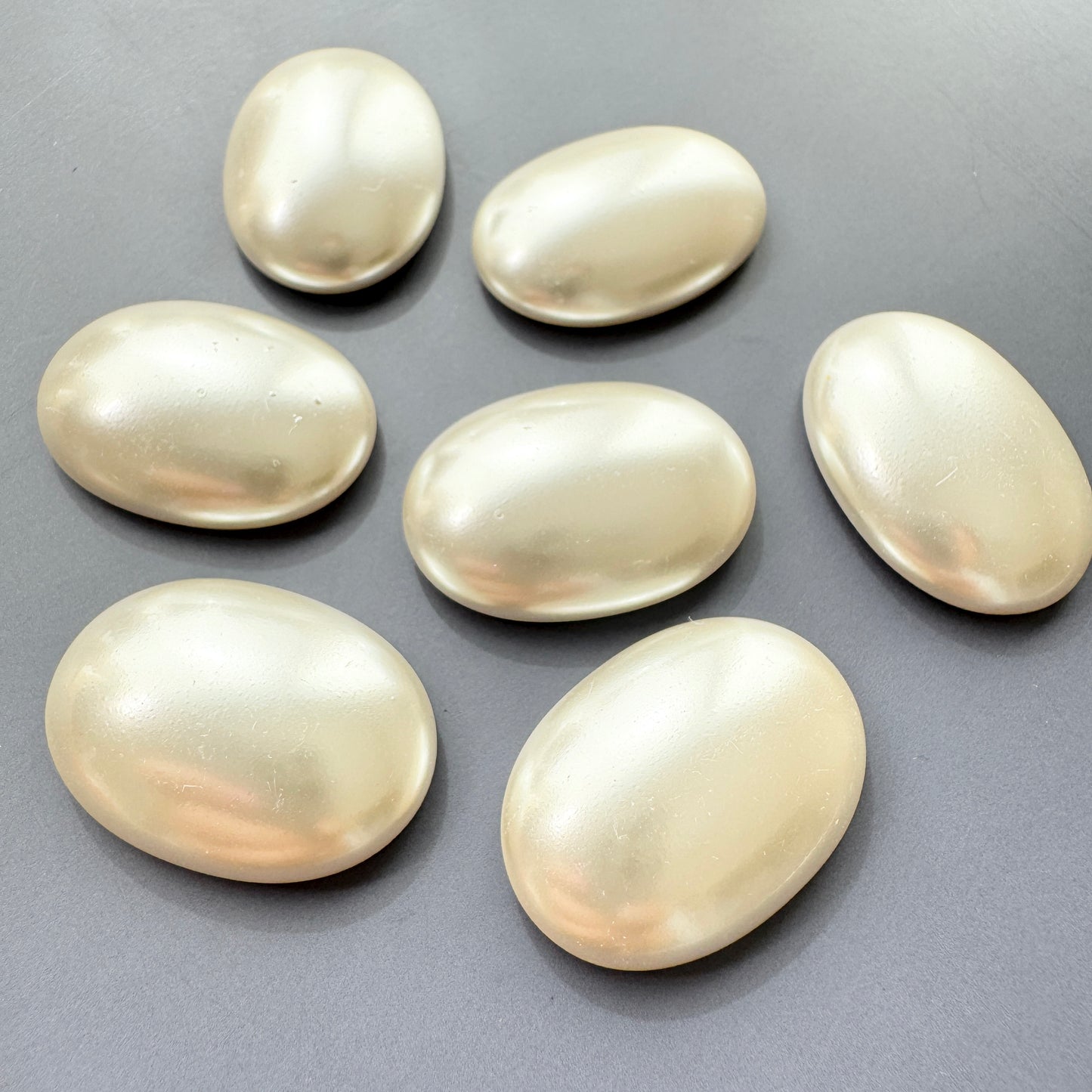 Czech Glass Pearl Cabochon Oval White 25×18mm