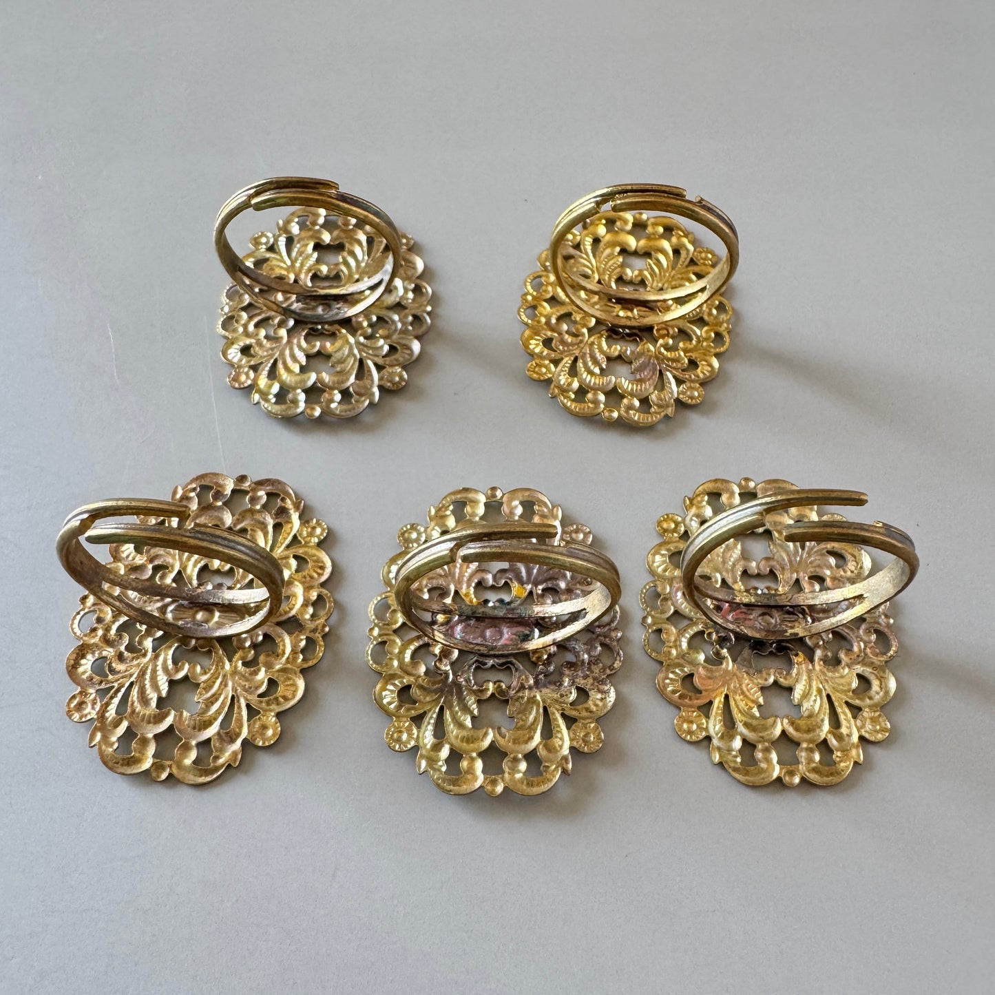 Raw Brass Filigree Ring Base【B品】【5/10 pcs】