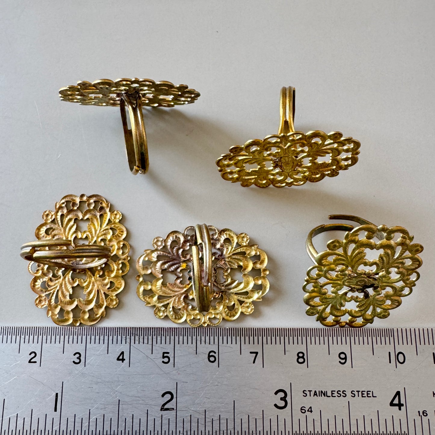 Raw Brass Filigree Ring Base【B品】【5/10 pcs】