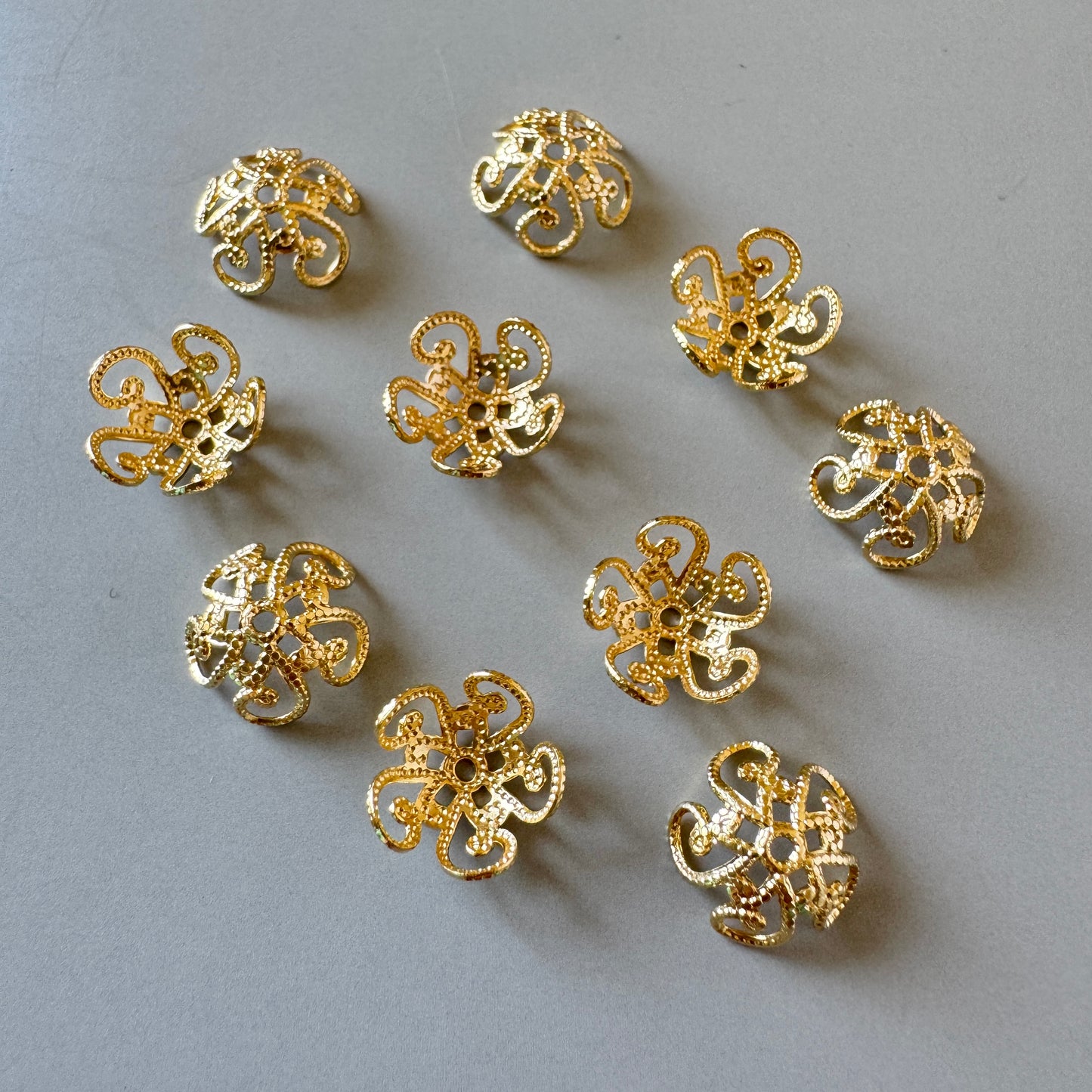 Gold Plated Filigree Beads Cap 10mm【10 pcs】