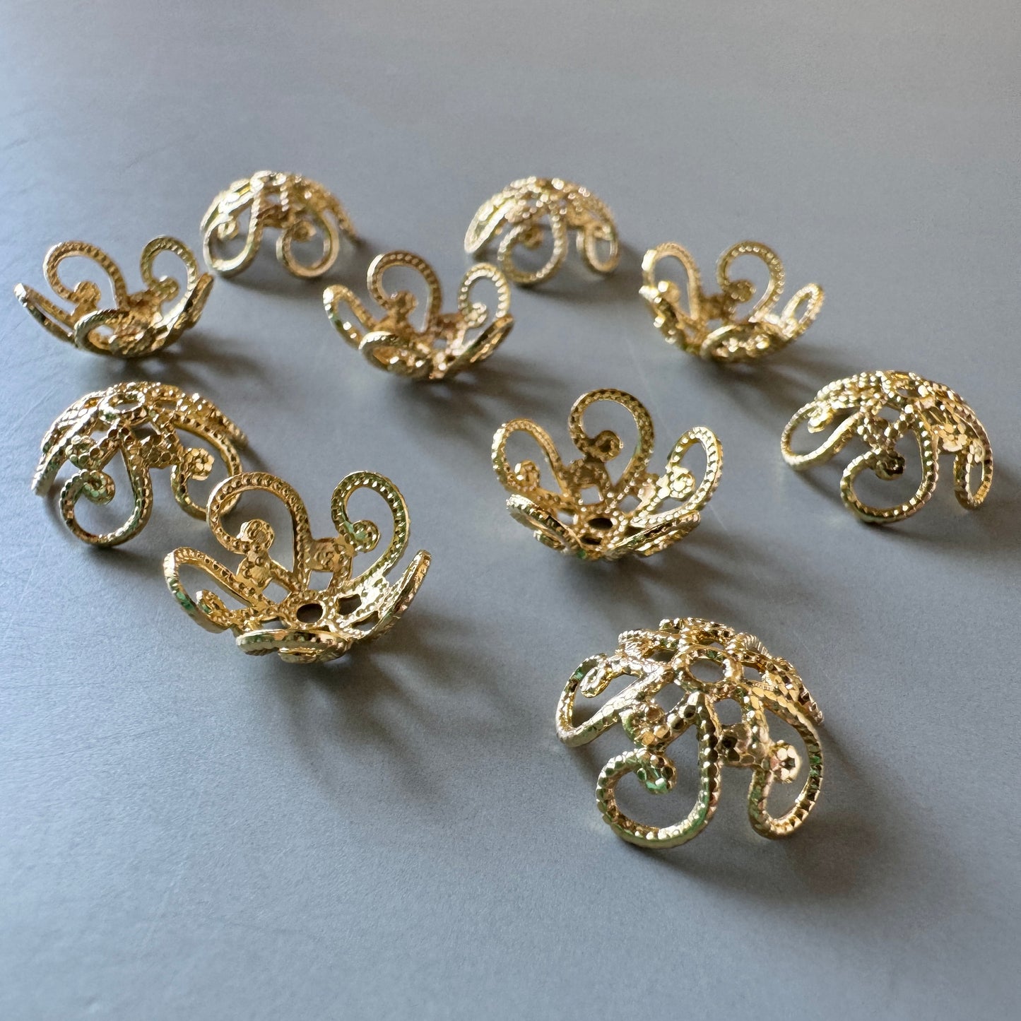 Gold Plated Filigree Beads Cap 10mm【10 pcs】