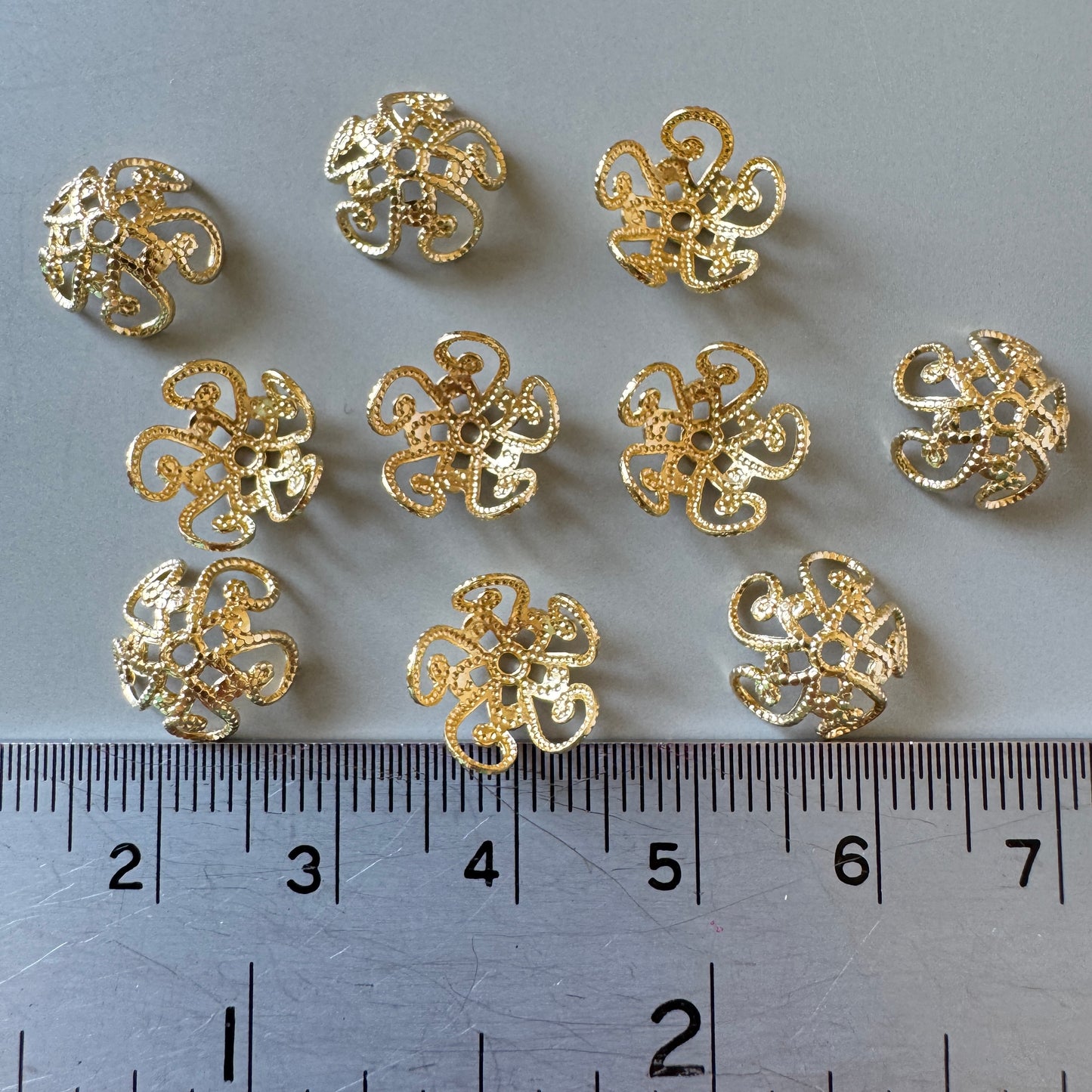 Gold Plated Filigree Beads Cap 10mm【10 pcs】