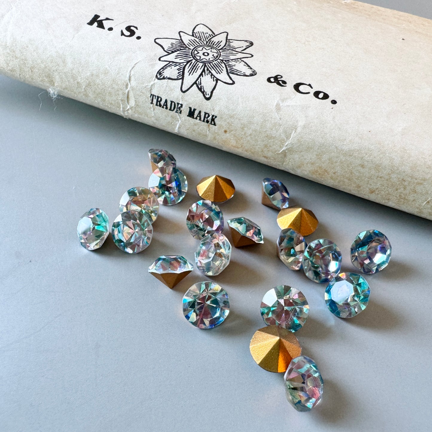 Vintage Swarovski Stone Round Iris Glass 7mm 34ss【2pcs】