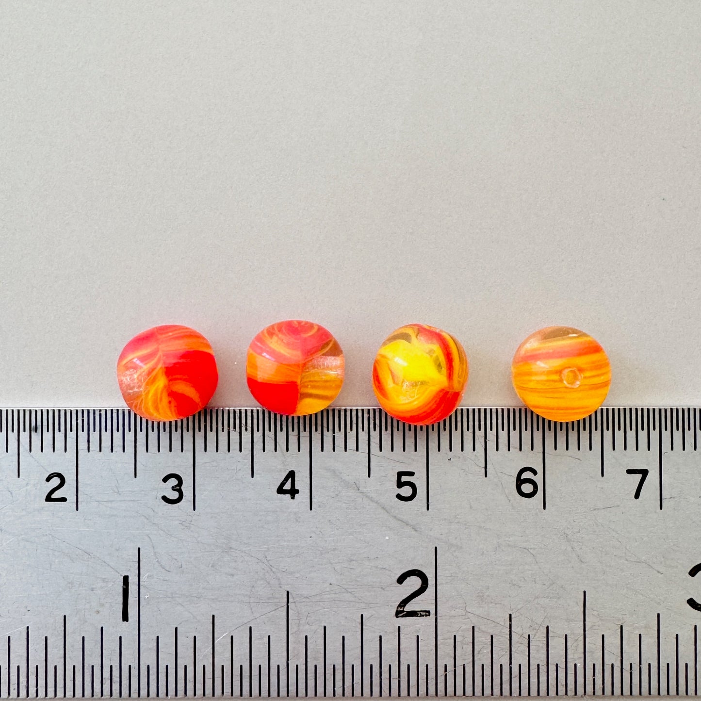 Czech Glass Beads Orange/Yellow Marble Round 8mm【4pcs】