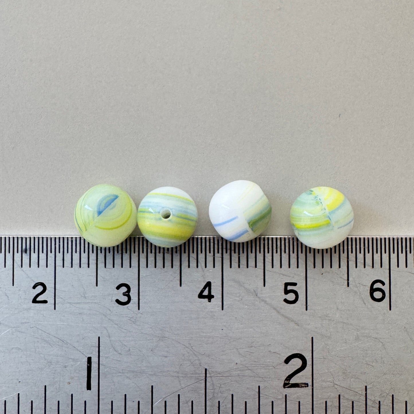 Czech Glass Beads Blue/Yellow Marble Round 7mm【4pcs or 10pcs】