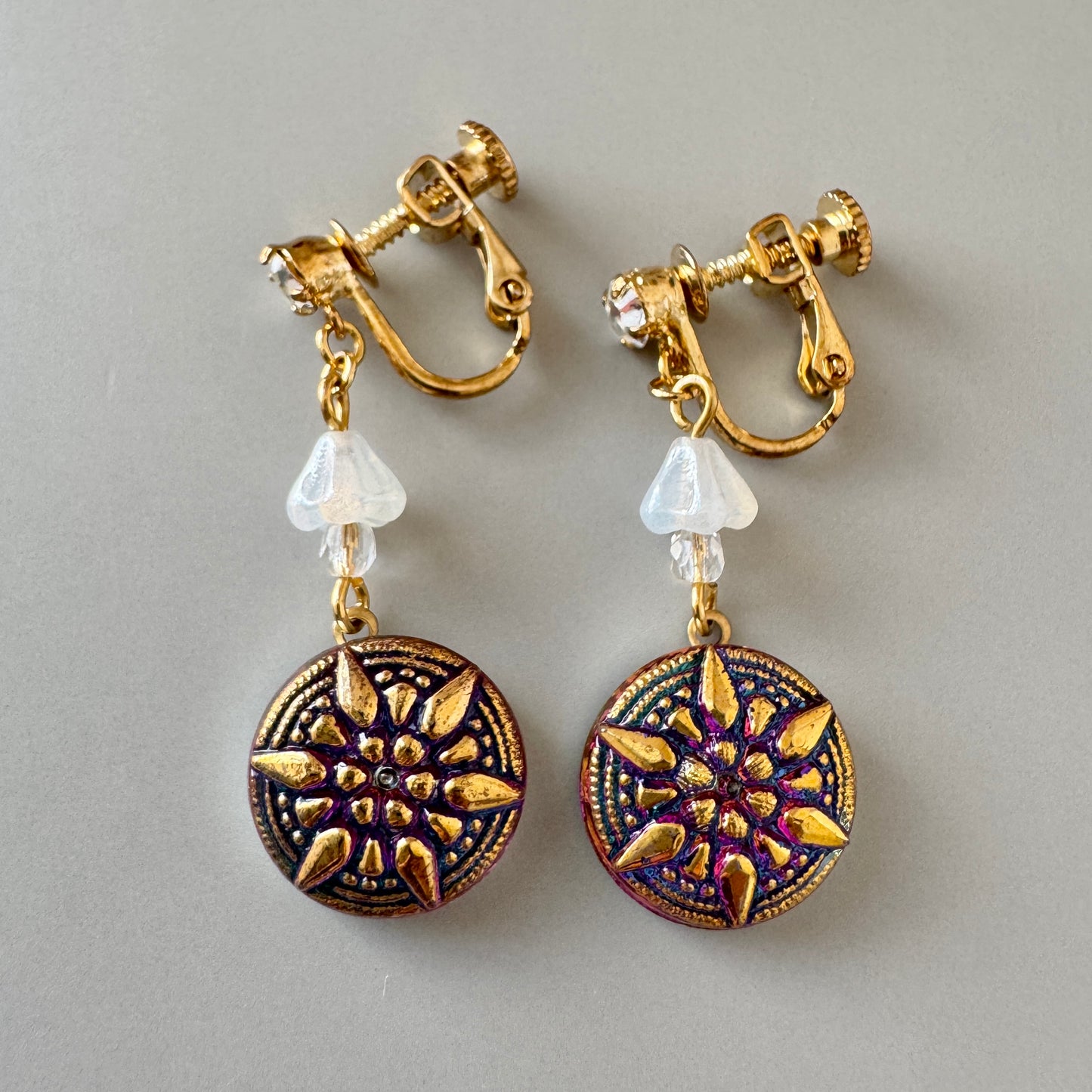 Czech Glass Cabochon Earrings