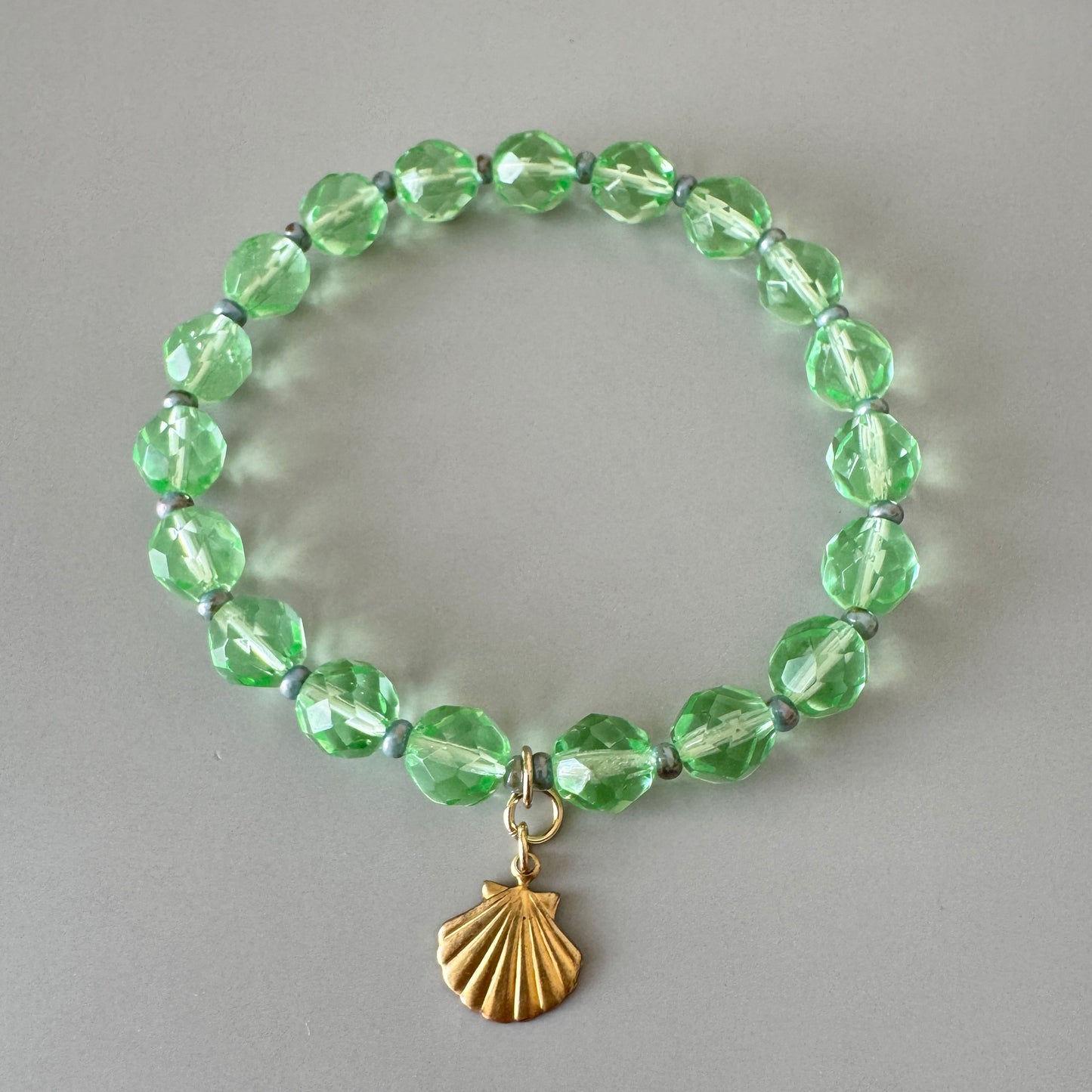 Czech Vaseline Glass Bracelet