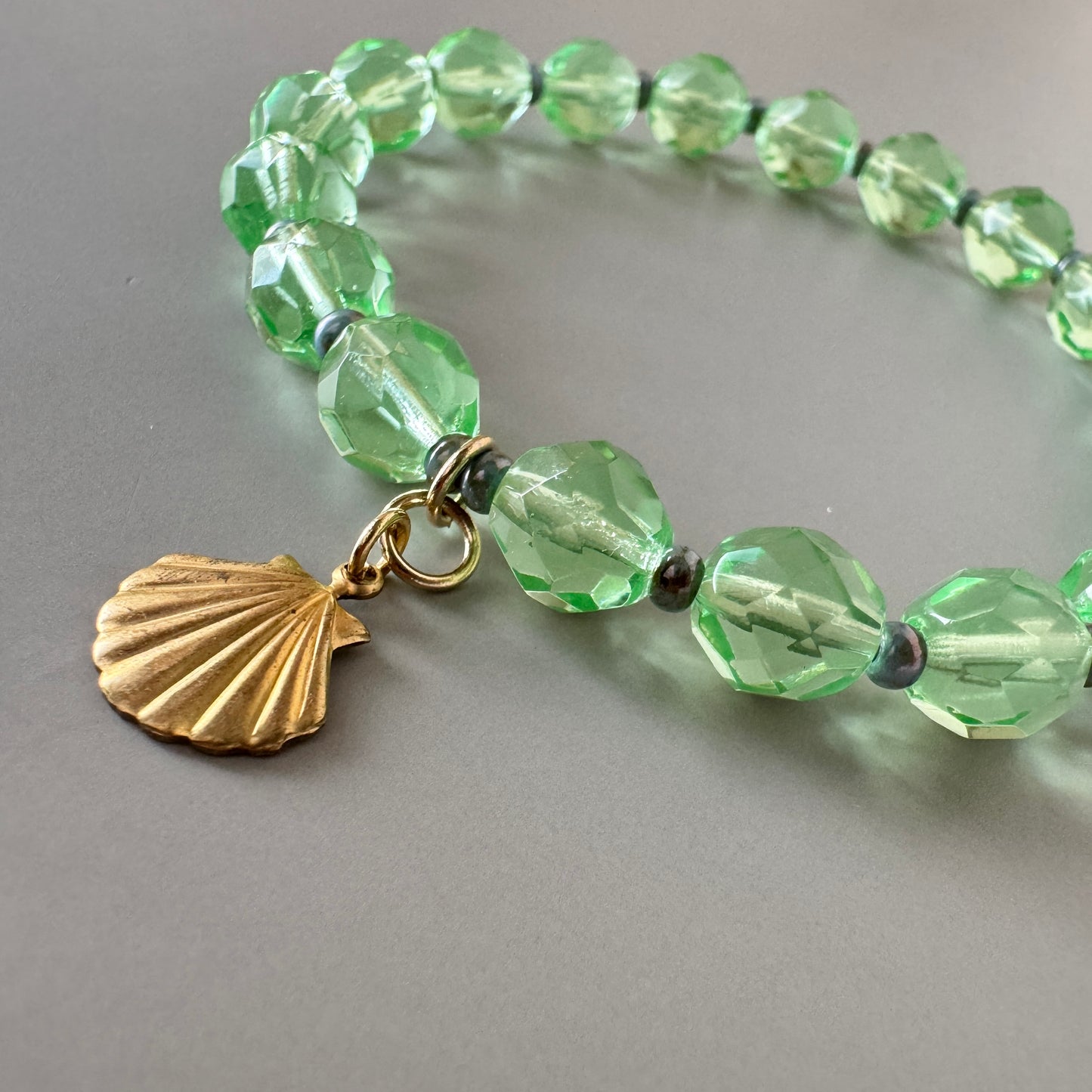 Czech Vaseline Glass Bracelet