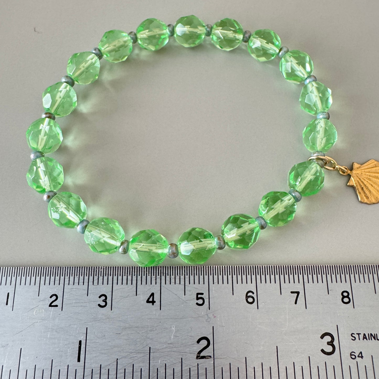 Czech Vaseline Glass Bracelet
