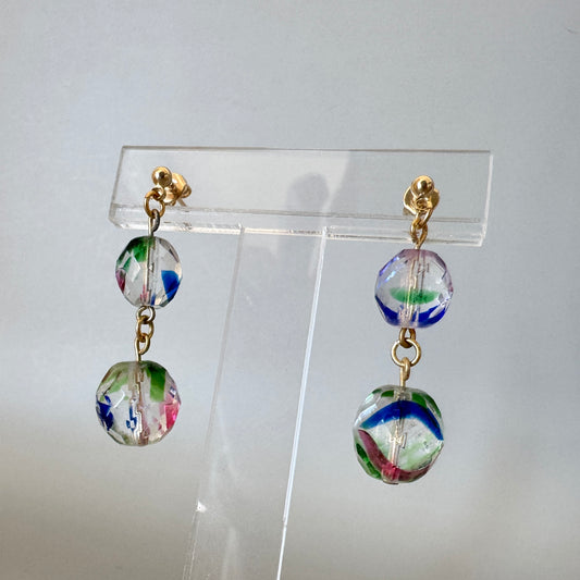 Czech Iris Beads Pierced Earrings