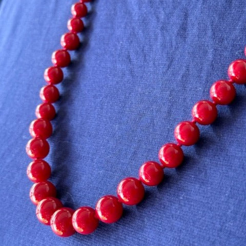 【Made in Japan 】AKADAMA  Retro Red Size Gradation Necklace 24inch
