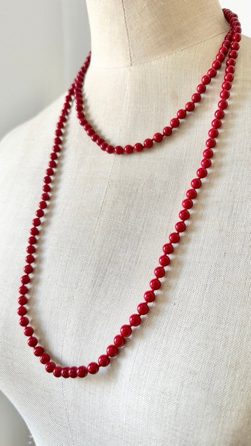 【Made in Japan 】AKADAMA Retro Red Long Necklace 47.24 inch