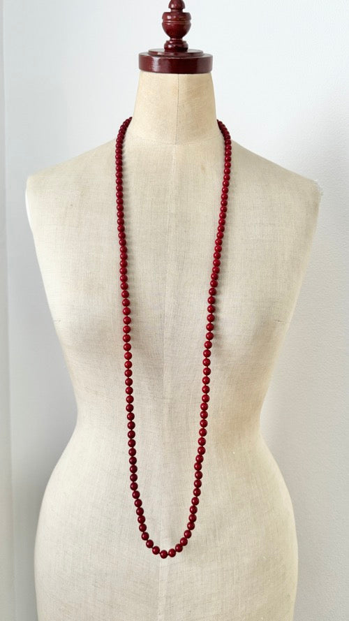 【Made in Japan 】AKADAMA Retro Red Long Necklace 47.24 inch
