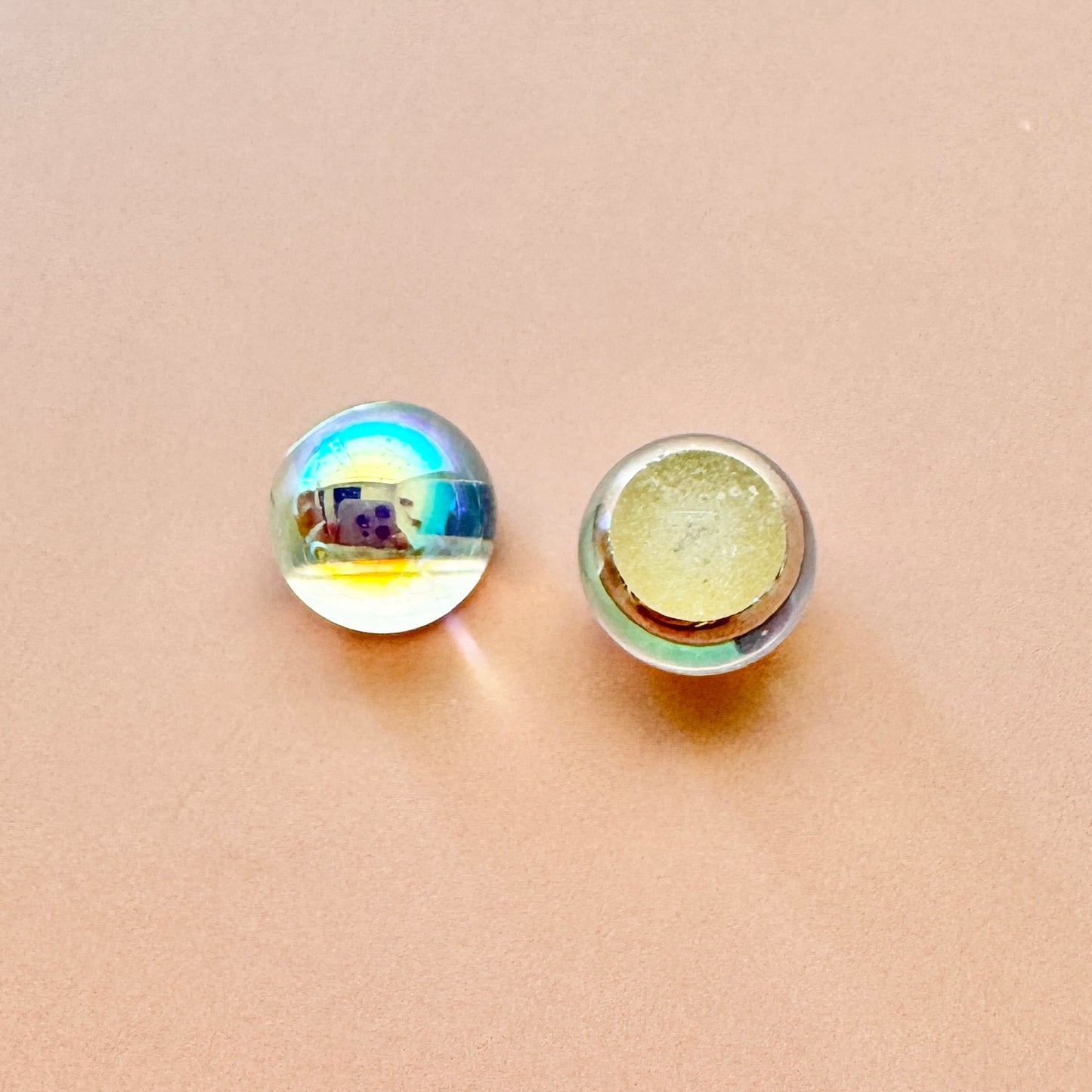 Czech Vintage Dome Cabochon Crystal AB 8mm【2pcs】