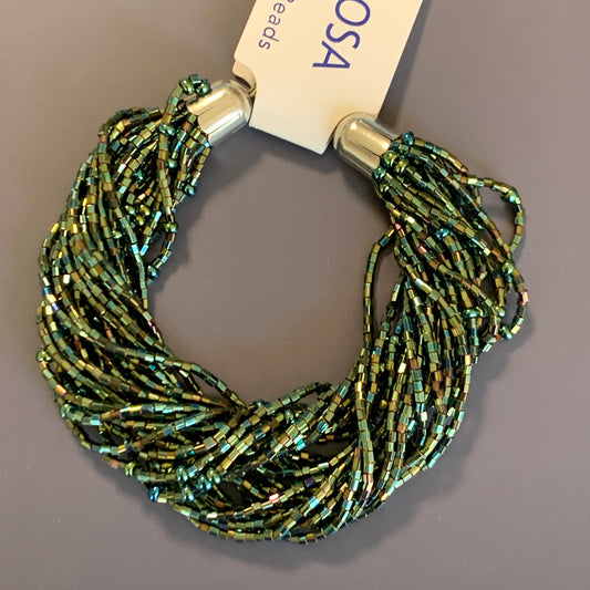 Preciosa Glass Multi Strand Bracelet Green