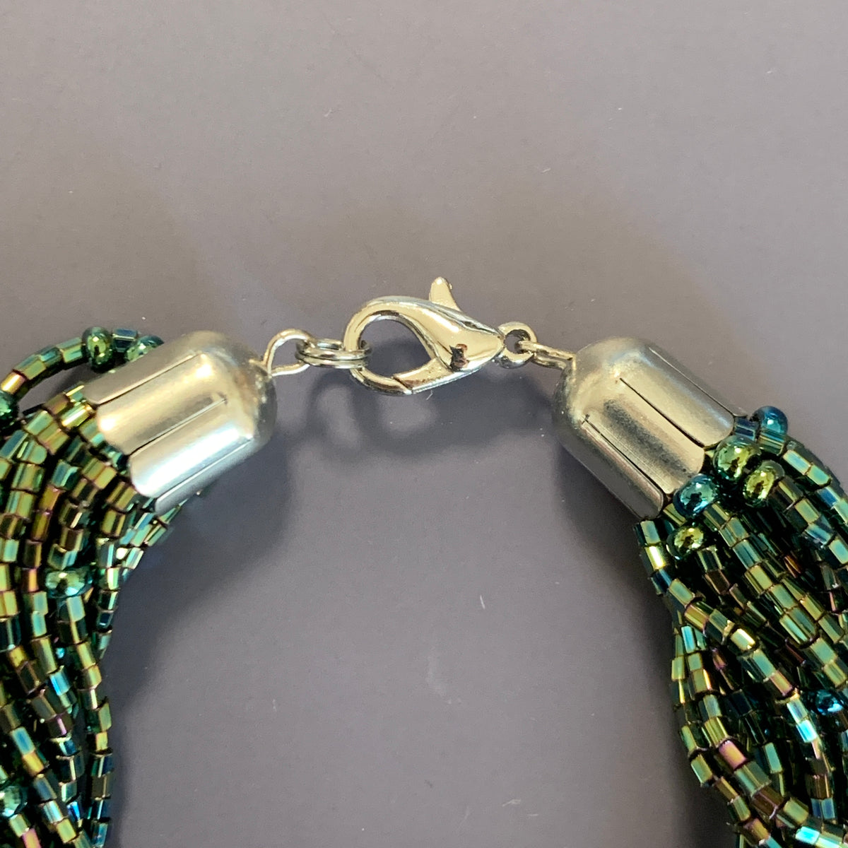 Preciosa Glass Multi Strand Bracelet Green