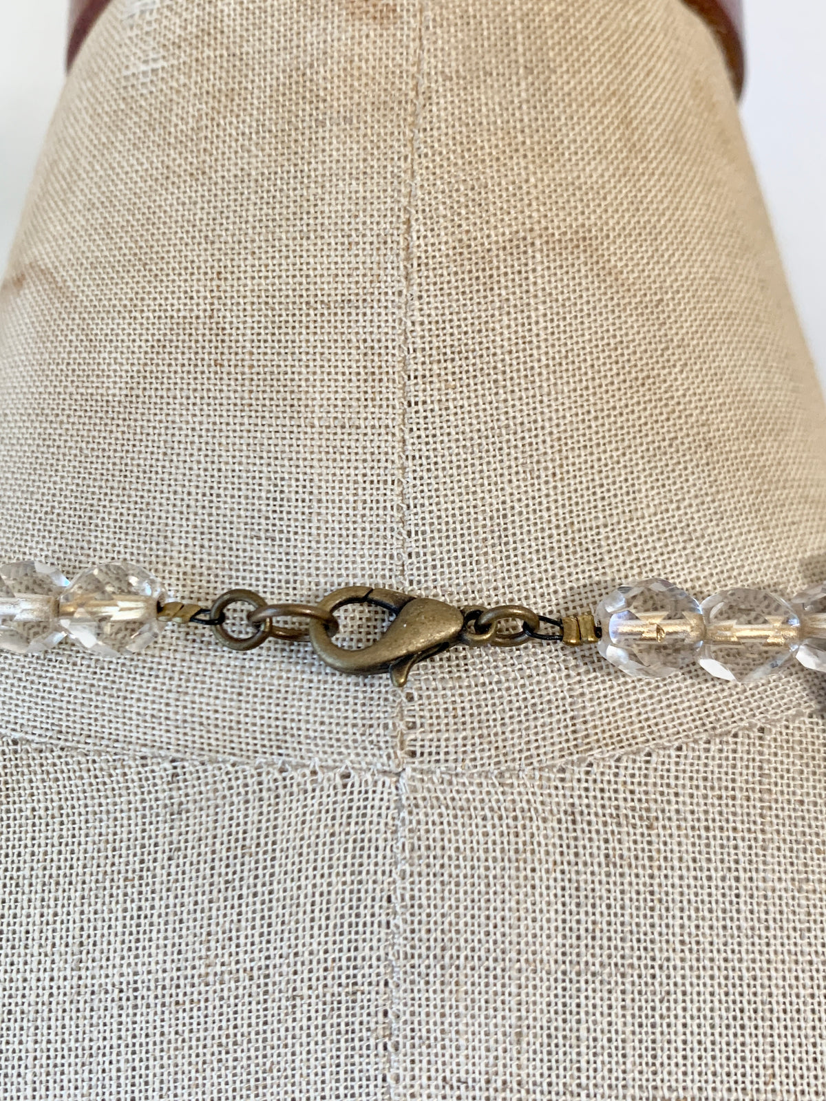Preciosa Glass Long Multi Strand Necklace Gold/Clear