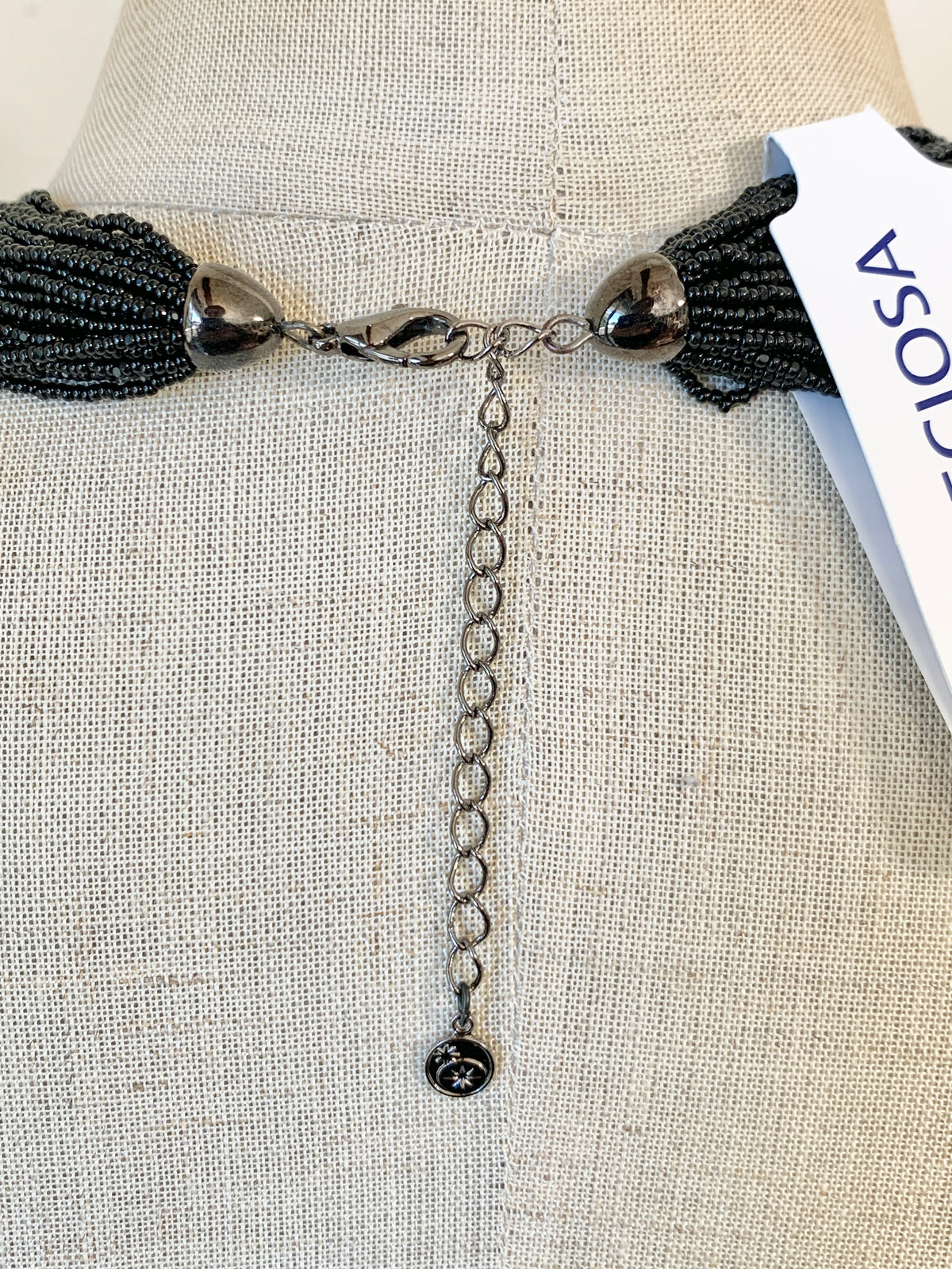 Preciosa Glass Multi Strand Necklace Black