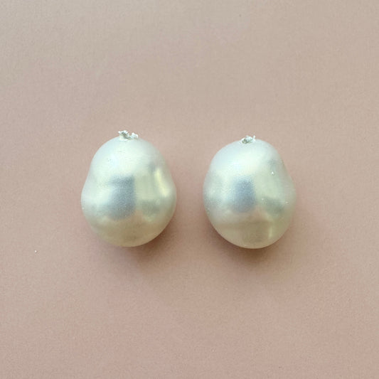 Japan Vintage Glass Baroque Pearl Light Gray 12x10mm【2pcs】