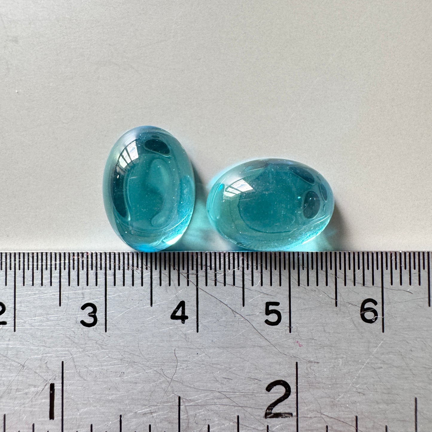 Czech Vintage Glass Cabochon Oval Aqua 14×10mm