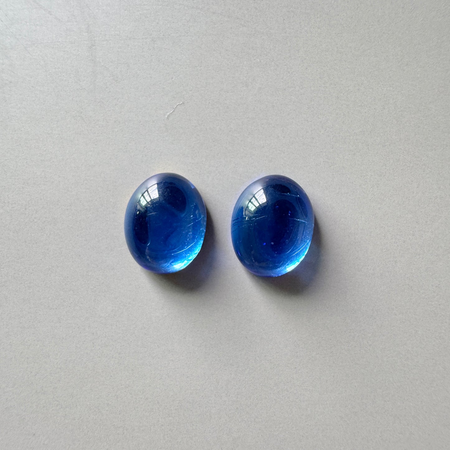 Czech Vintage Glass Cabochon Sapphire 10×8mm 【2 pcs】
