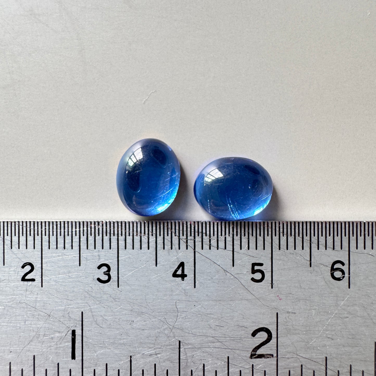 Czech Vintage Glass Cabochon Sapphire 10×8mm 【2 pcs】