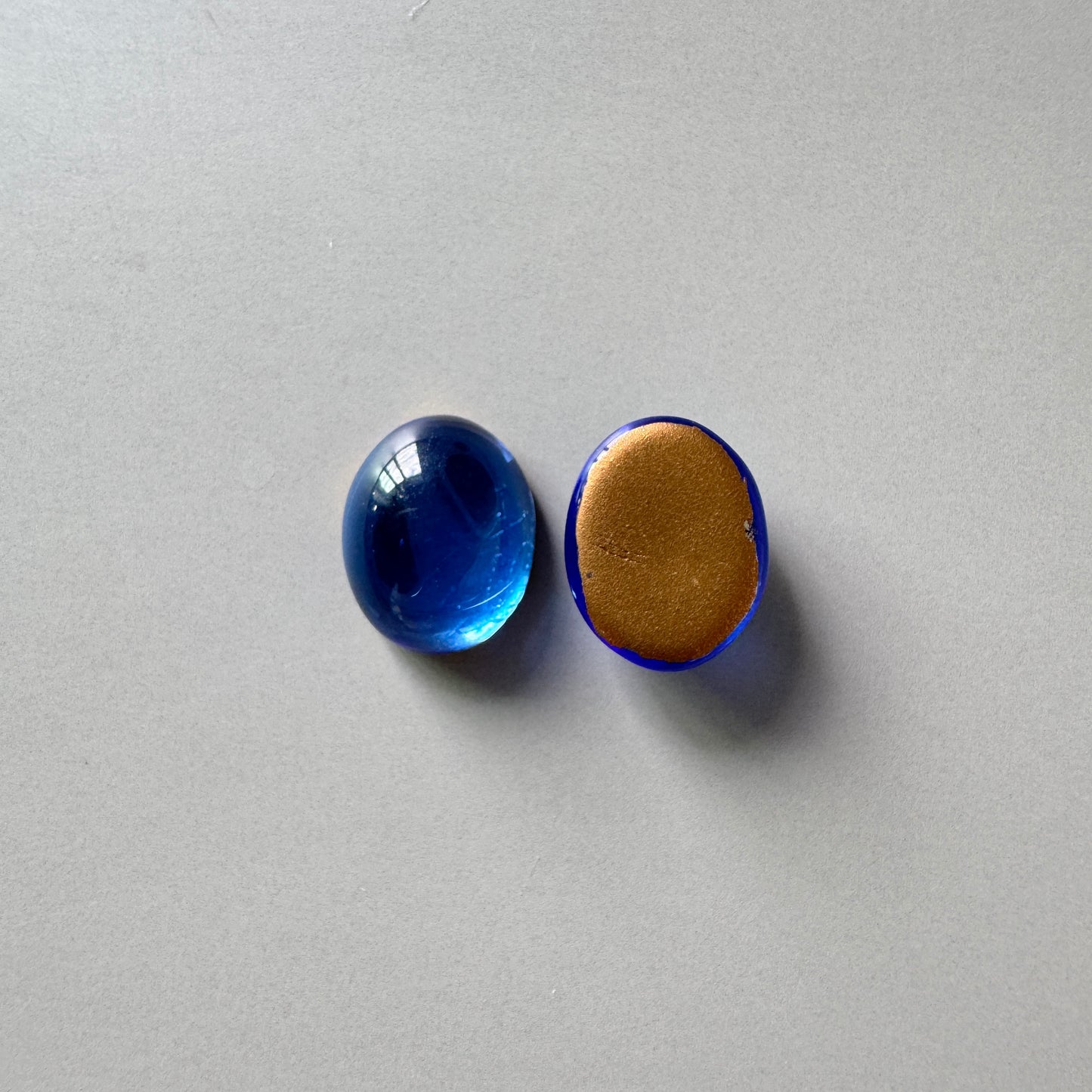Czech Vintage Glass Cabochon Sapphire 10×8mm 【2 pcs】