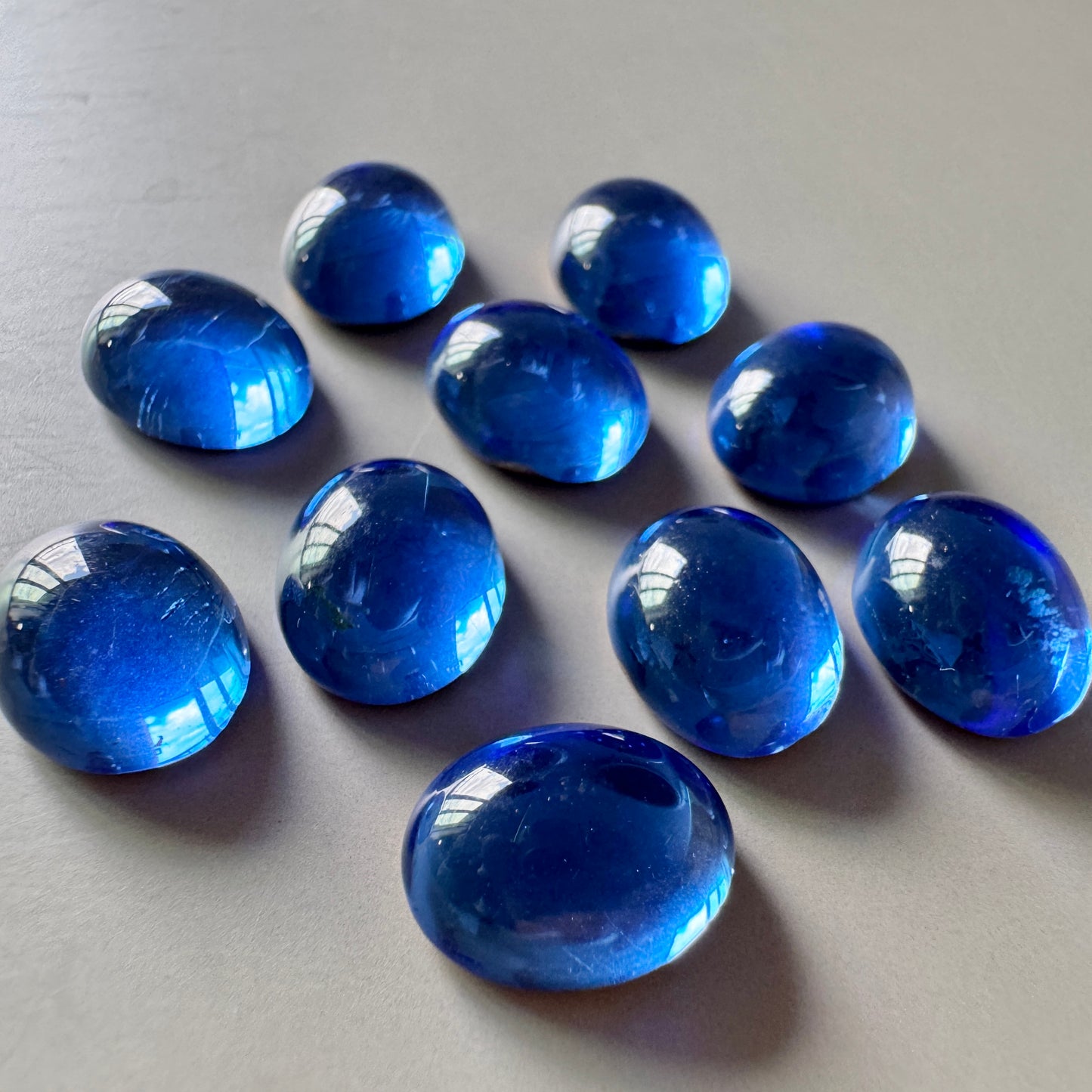 Czech Vintage Glass Cabochon Sapphire 10×8mm 【2 pcs】