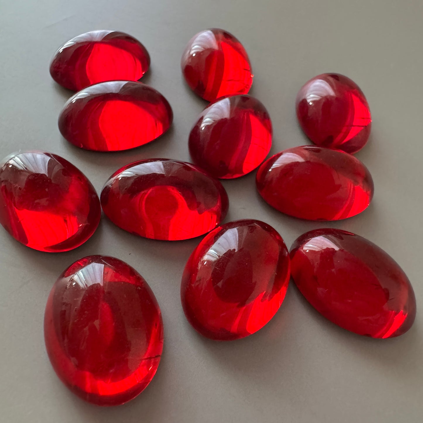 Czech Vintage Glass Cabochon Oval Ruby 18×13mm