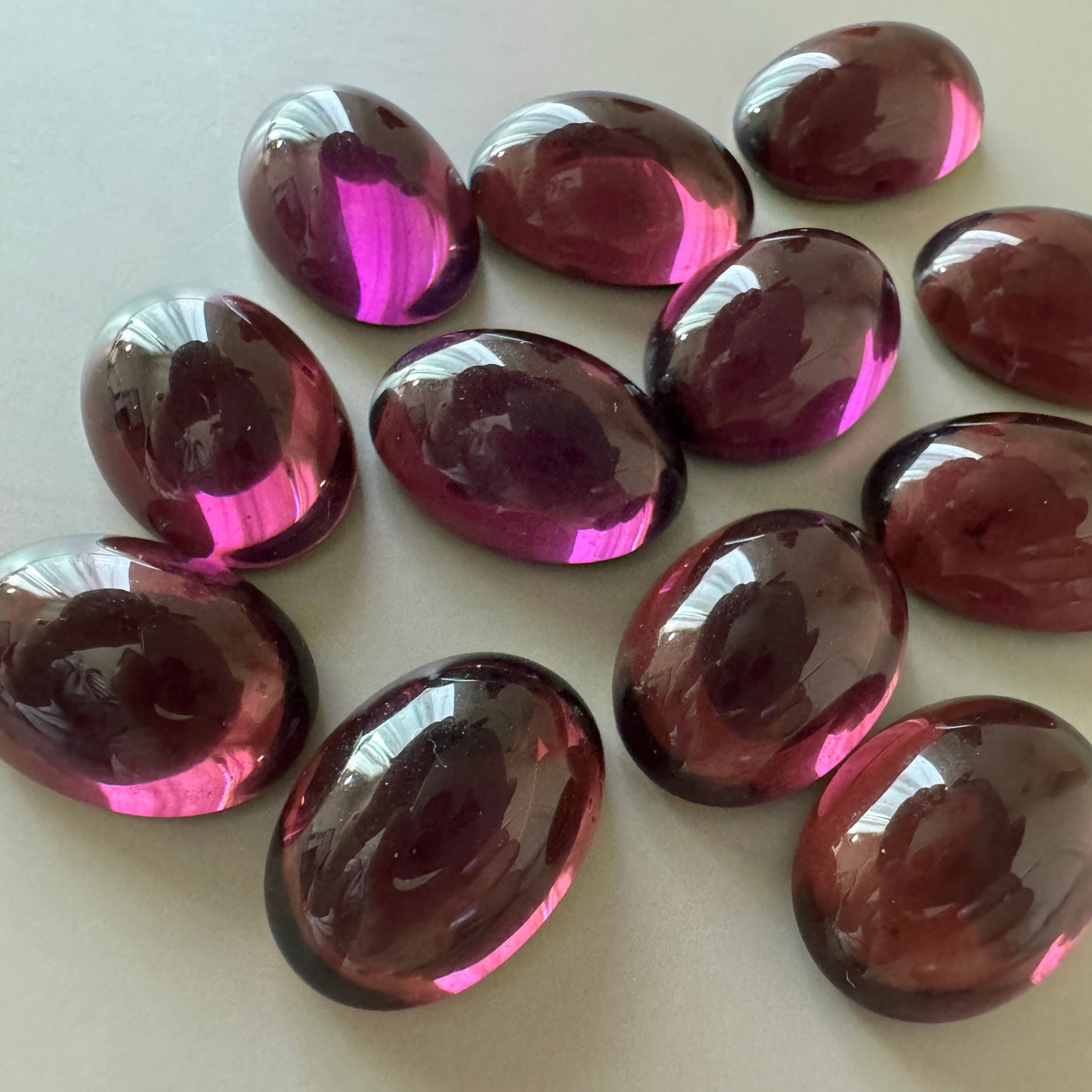 Czech Vintage Glass Cabochon Oval Amethyst 18×13mm
