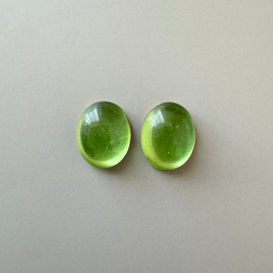 Czech Vintage Glass Cabochon Peridot 10×8mm 【2 pcs】