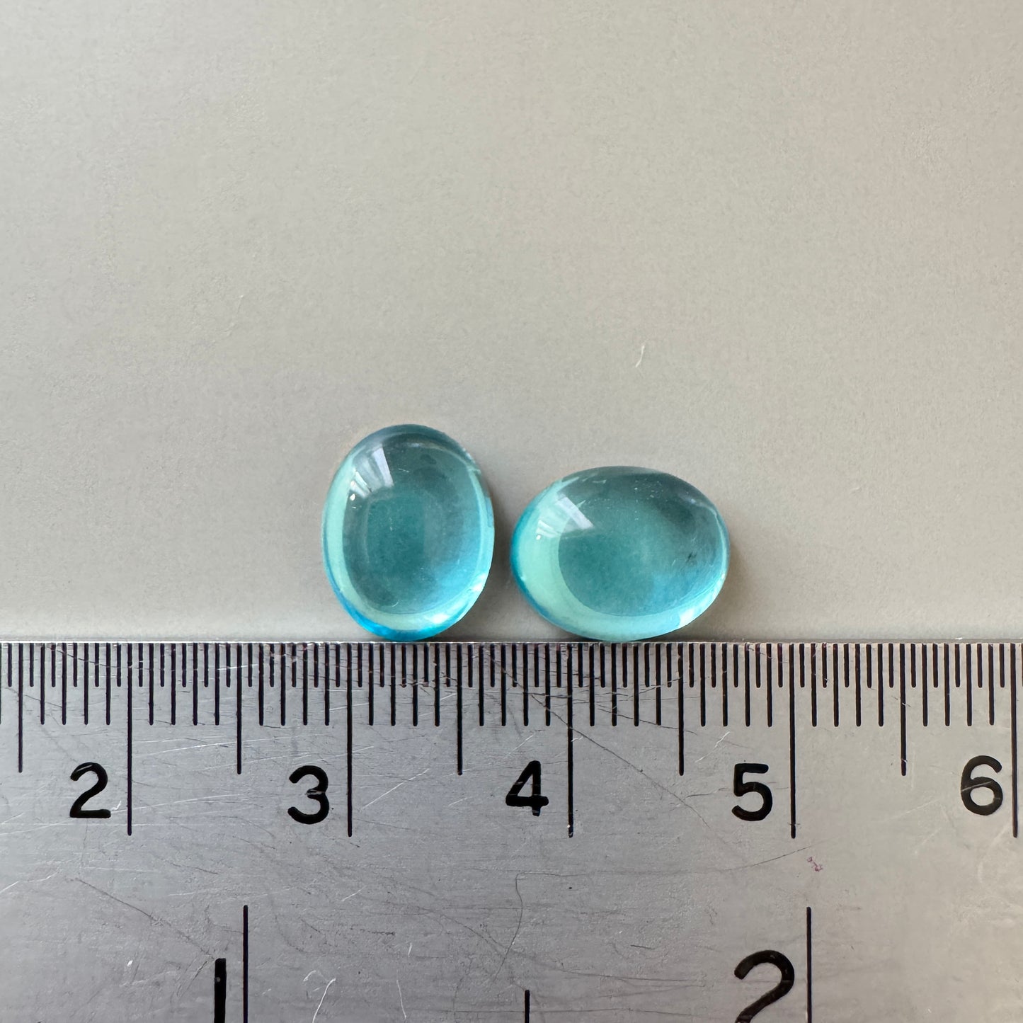 Czech Vintage Glass Cabochon Aqua 10×8mm 【2 pcs】