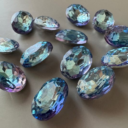 Czech Vintage Glass Stone Vitrail Light Oval 14×10mm
