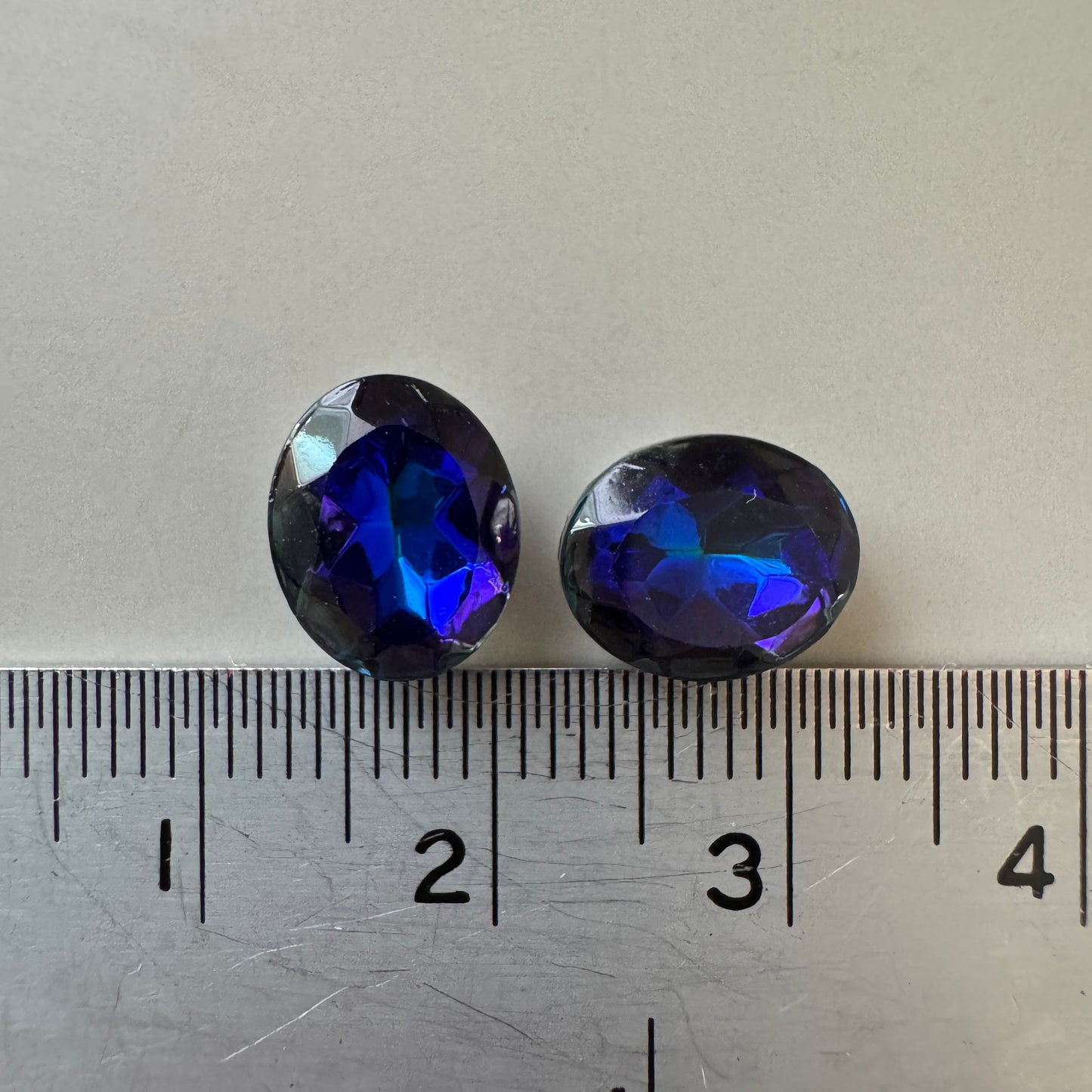 Czech Vintage Glass Stone Bermuda Blue Oval 10×8mm【2pcs】
