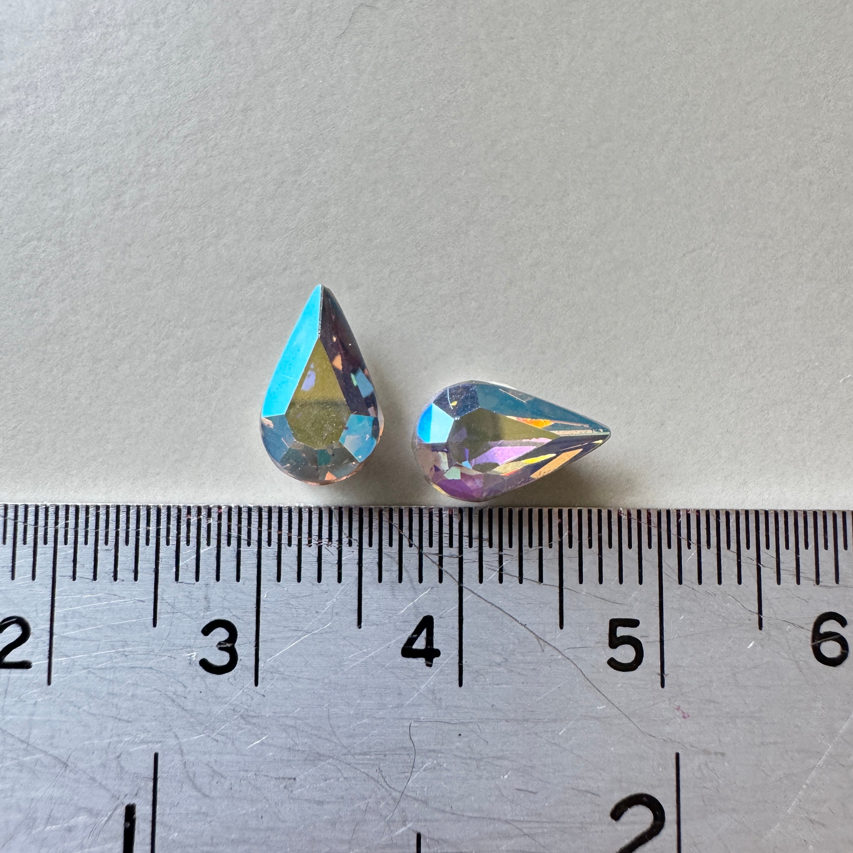 Vintage Swarovski #308 Pearshape Starlight AB 10x6mm【2 pcs